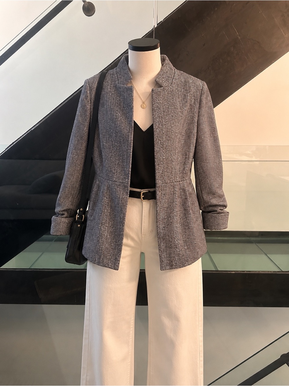 Tailored Gray Herringbone Women’s Blazer Jacket